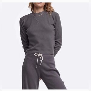 MATE the Label Organic Waffle Crop Shirt (Long sleeve, Boxy shape) Size Medium